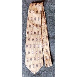 Tie 70s 80s 90s Y2K Mens Mikael York Yellow Tan Blue 4 Wide 59 Long